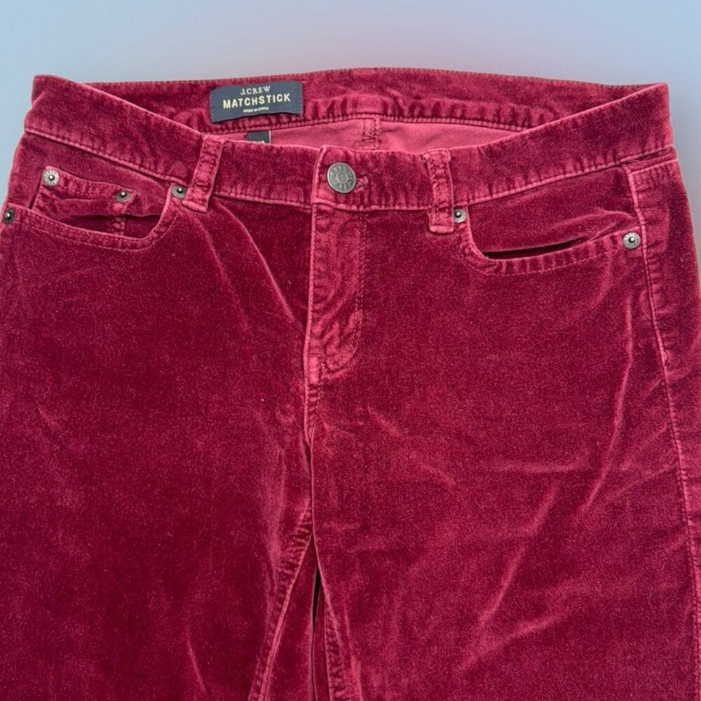 J. CREW Women’s 28 Burgundy Velour MATCHSTICK Jeans